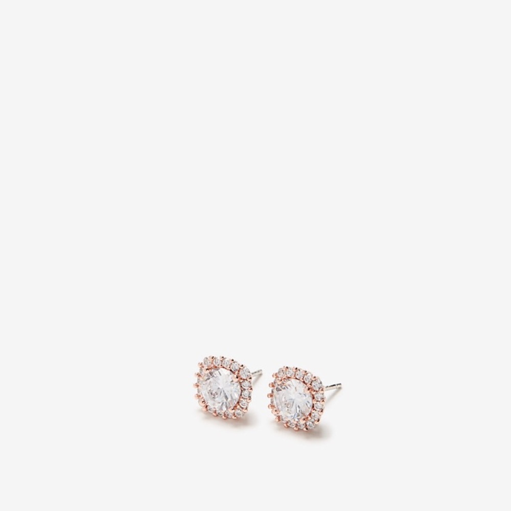 Halo Square Post Back Stud Earrings - Picture 2 of 8
